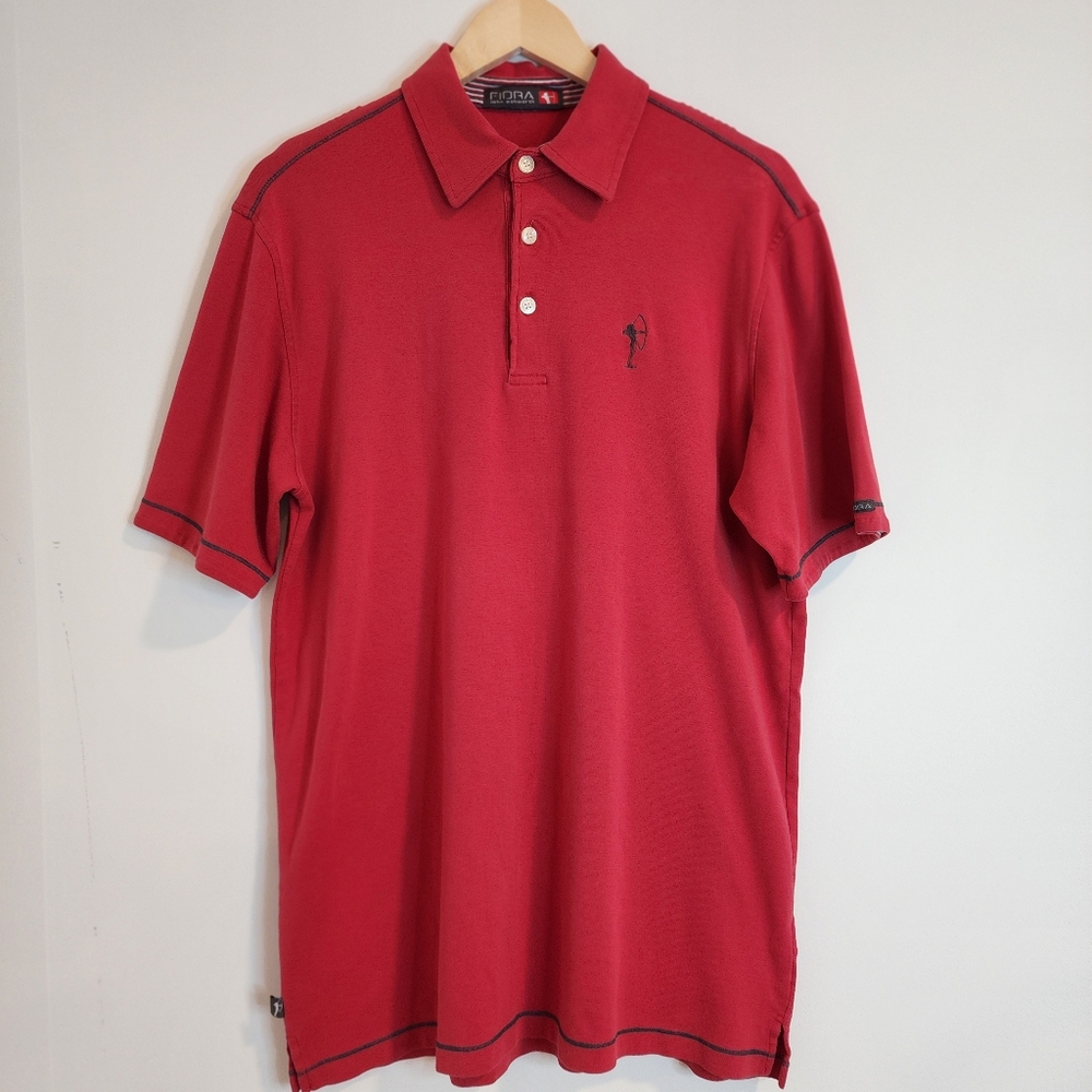 Fidra John Ashworth Red Cotton Polo Mens XL Short Sleeve